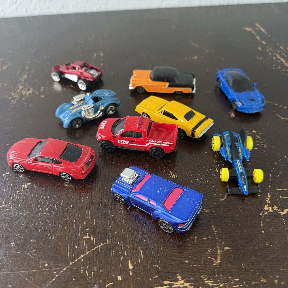 Maisto 1/64 Diecast Cars Lot Of 9 Mustang Corvette Bel Air Raptor Fire Truck